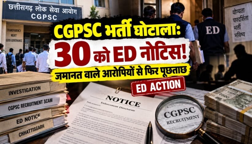 CGPSC भर्ती घोटाले की जांच में ED ने 30 लोगों को पूछताछ का नोटिस दिया