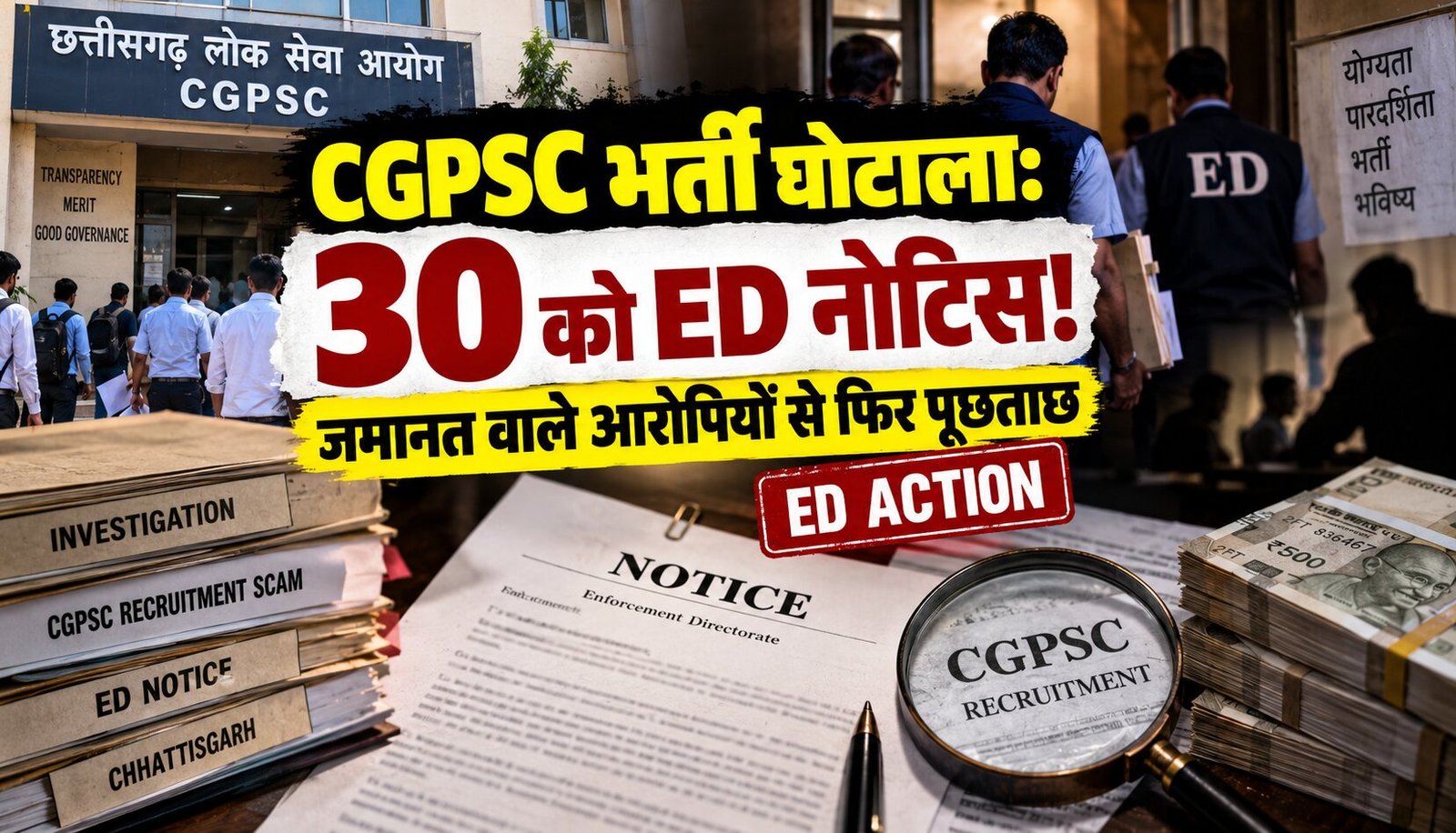 CGPSC भर्ती घोटाले की जांच में ED ने 30 लोगों को पूछताछ का नोटिस दिया