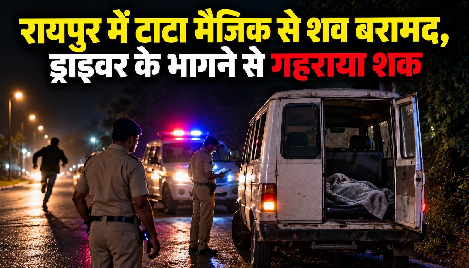 रायपुर में टाटा मैजिक से शव बरामद, ड्राइवर के भागने से गहराया शक