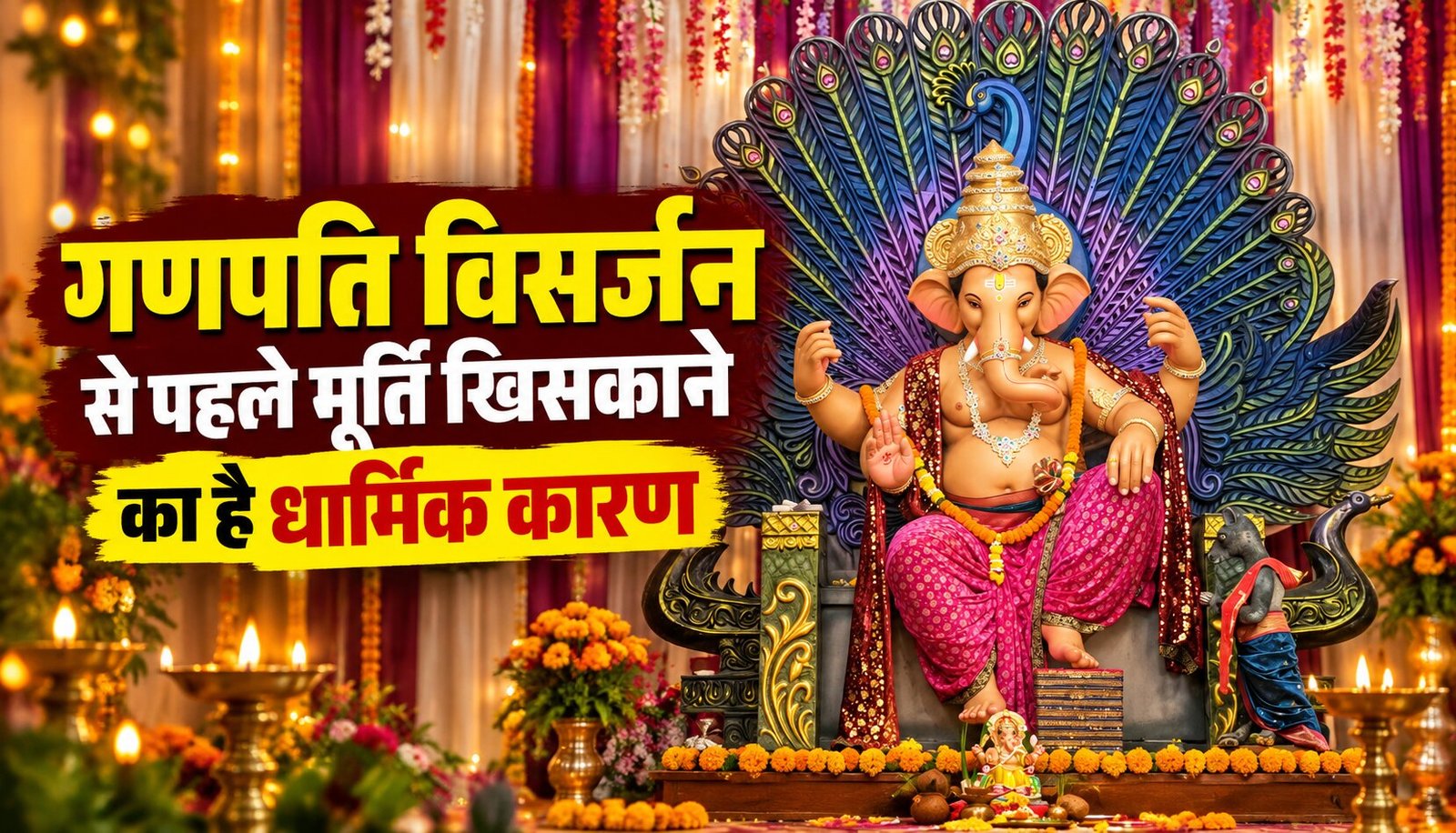 गणपति विसर्जन से पहले उत्तर पूजा के बाद भगवान गणेश की मूर्ति को खिसकाने की धार्मिक परंपरा